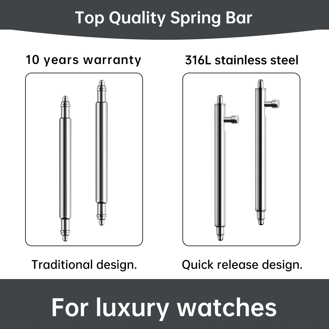 Curved Spring Bar - Быстросъемная пружина для часов Maikes 316L