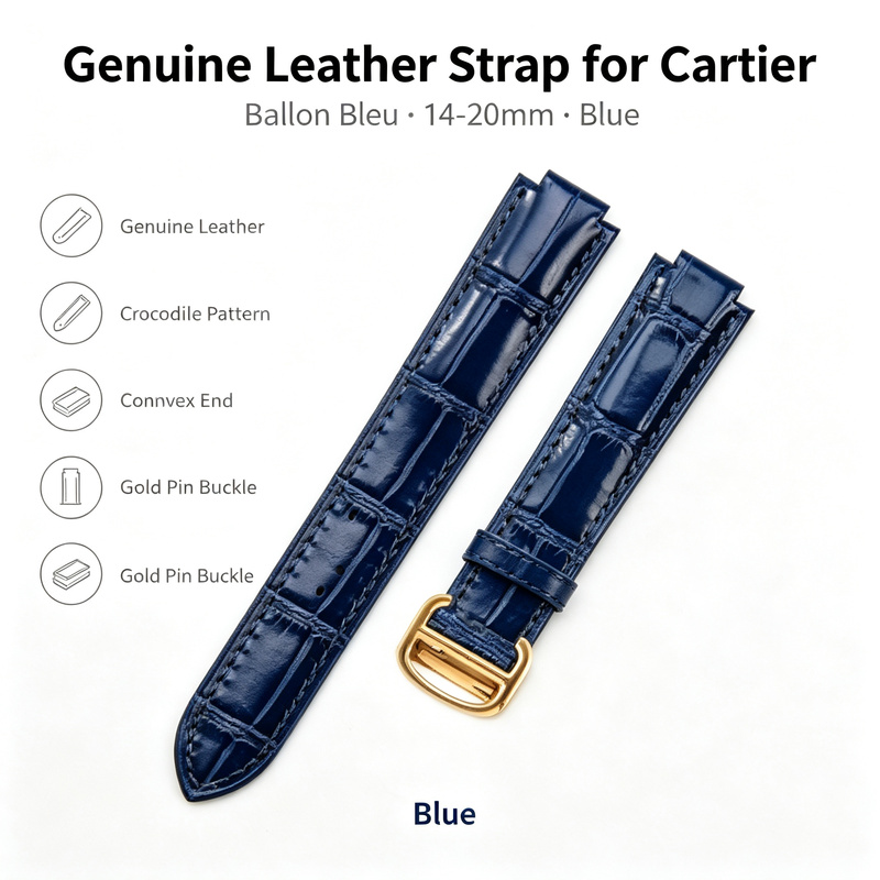 Cartier Watch Ballon Bleu - Ремешок из натуральной кожи 14-20 мм